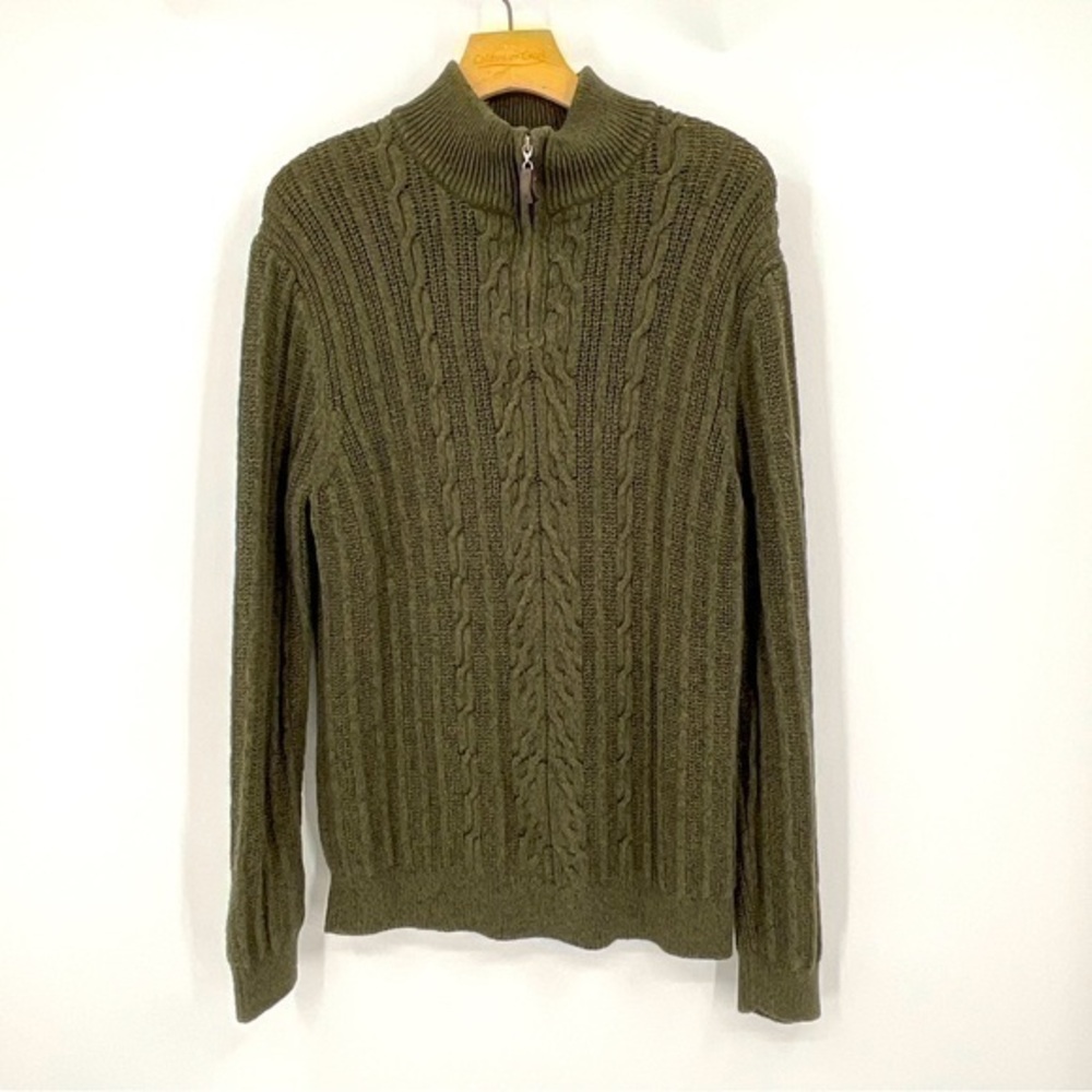 Tasso Elba Hunter‎ Green Sweater Cotton Sz Large D44